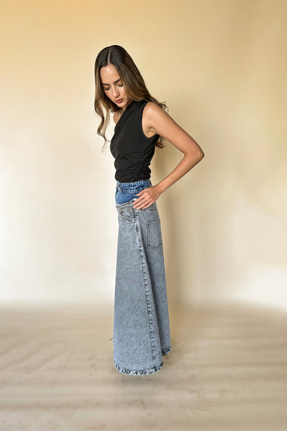 ARIA DENIM SKIRT BLUE/GRAY