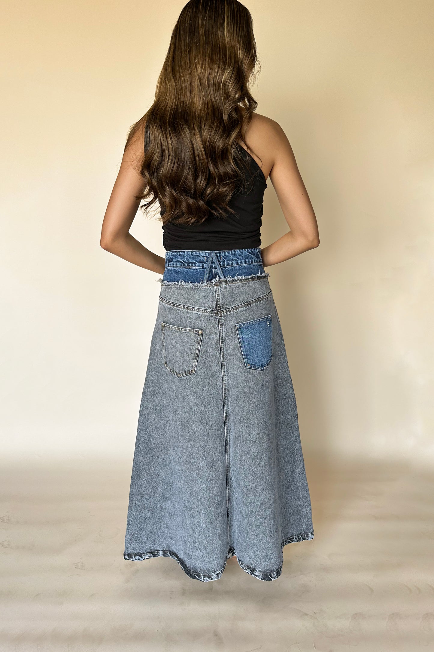 ARIA DENIM SKIRT BLUE/GRAY