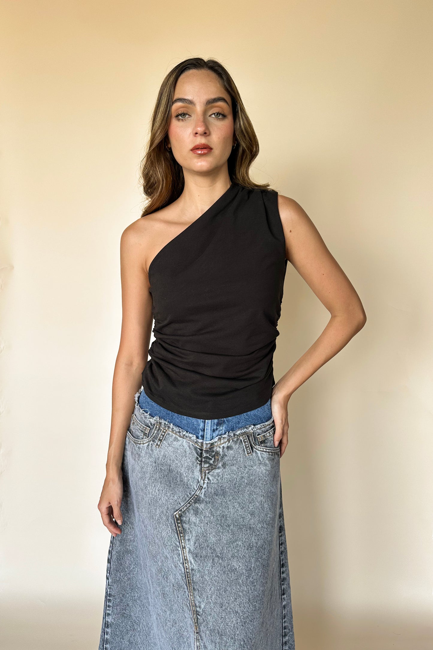 ARIA DENIM SKIRT BLUE/GRAY