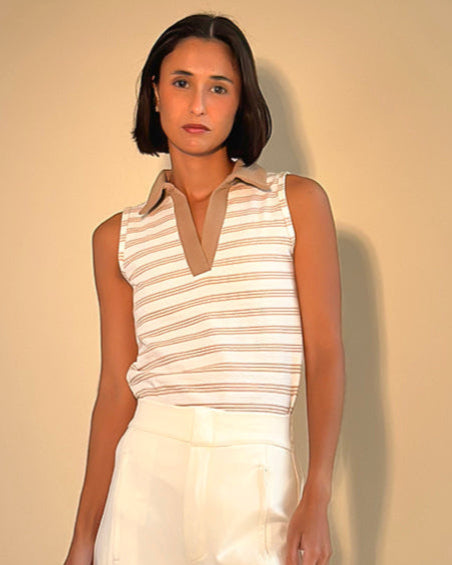 STRIPED  SLEEVELESS TSHIRT
