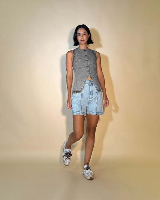GRAY DENIM VEST
